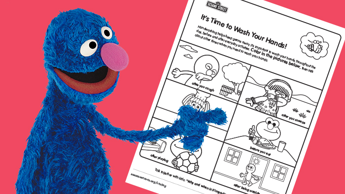 Sesame Street Covid 19 Time to Wash your Hands Activity Sheet